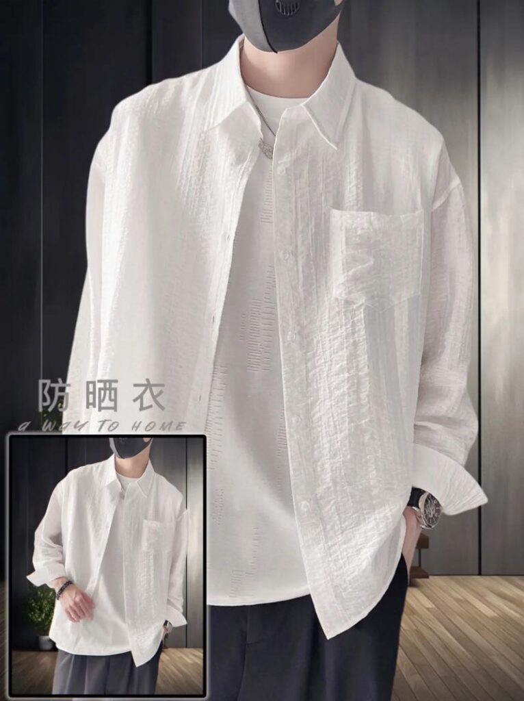 男友长袖防晒衬衫图片高清