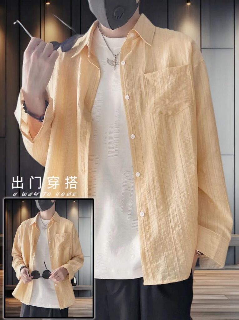 男友长袖防晒衬衫图片高清