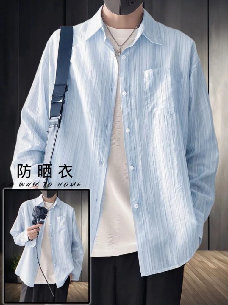 男友长袖防晒衬衫图片高清